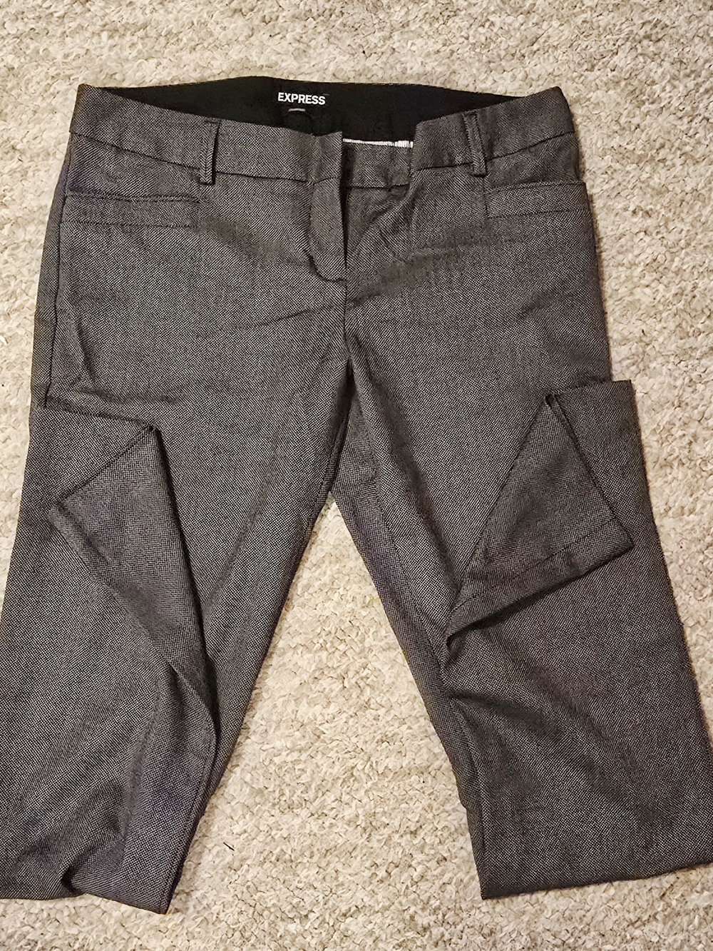 Express Charcoal Herringbone Dress Pants